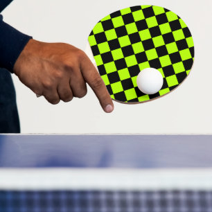 Kariert Neon Grün und Schwarz Tischtennis Schläger