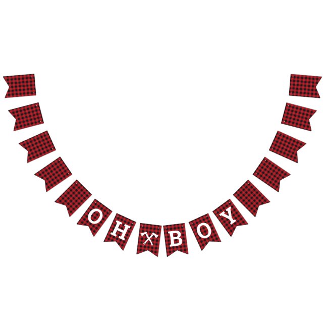 Kariert Oh Boy Baby Showbanner Wimpelkette (Alle)