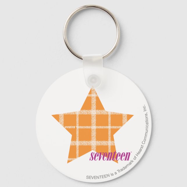 Kariert Orange 2 Schlüsselanhänger (Vorderseite)