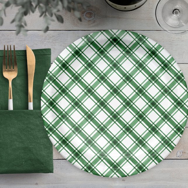 Kariert Pappteller (Green Plaid Paper Plates
)
