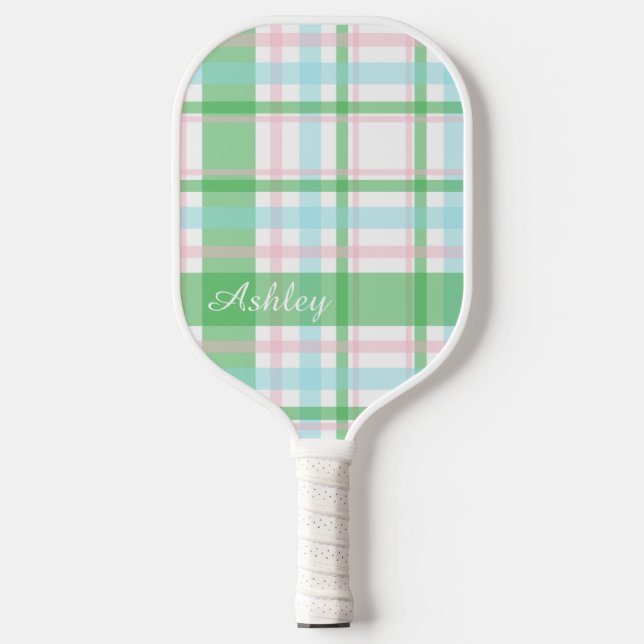 Kariert personalisierte Bright (Prep) Pickleball Schläger (Vorderseite)