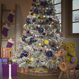 Kariert Polyester Weihnachtsbaumdecke