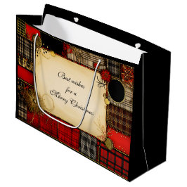 Kariert Red Black Gold Weihnachtsgrüße Große Geschenktüte