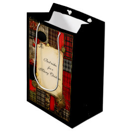 Kariert Red Black Gold Weihnachtsgrüße Mittlere Geschenktüte