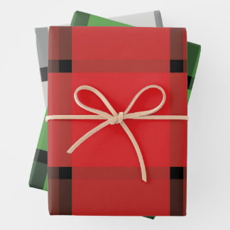 Kariert Red Green Grey Weihnachtsgeschenk Geschenkpapier Set