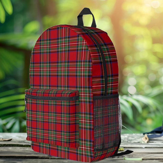 Kariert Red Green Rustic Classic Stewart Tartan Bedruckter Rucksack (Rustic Plaid Red and Green Check Stewart Tartan Backpack)