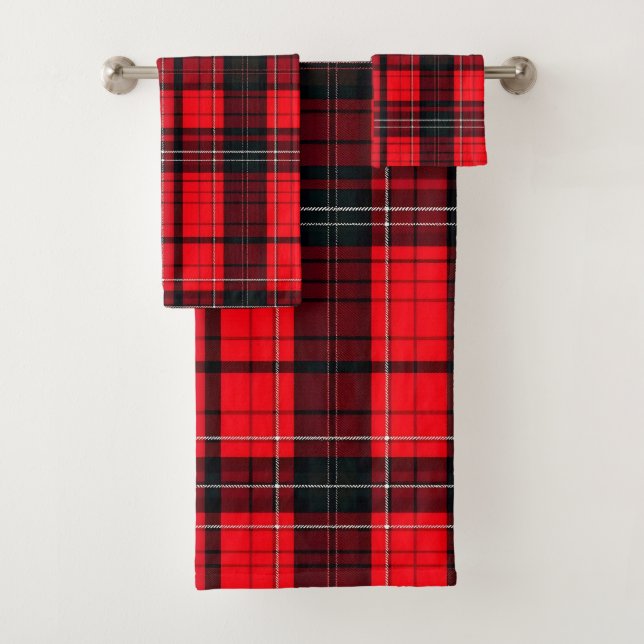 Kariert Red Traditional Tartan Popular Collection Badhandtuch Set (Insitu)