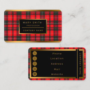 Kariert Red Traditional Tartan Trendy Collection Visitenkarte
