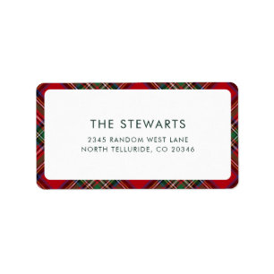 Kariert Red und Greet Stewart Tartan Adressaufkleber