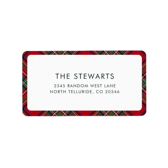 Kariert Red und Greet Stewart Tartan Adressaufkleber (Vorne)