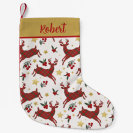 Kariert Reindeer Personalisierter WeihnachtsStrump Kleiner Weihnachtsstrumpf