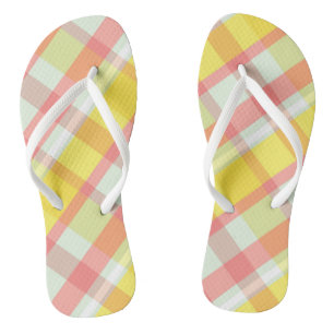 Kariert-Rosa-Gelb-Flip-Flops Flip Flops