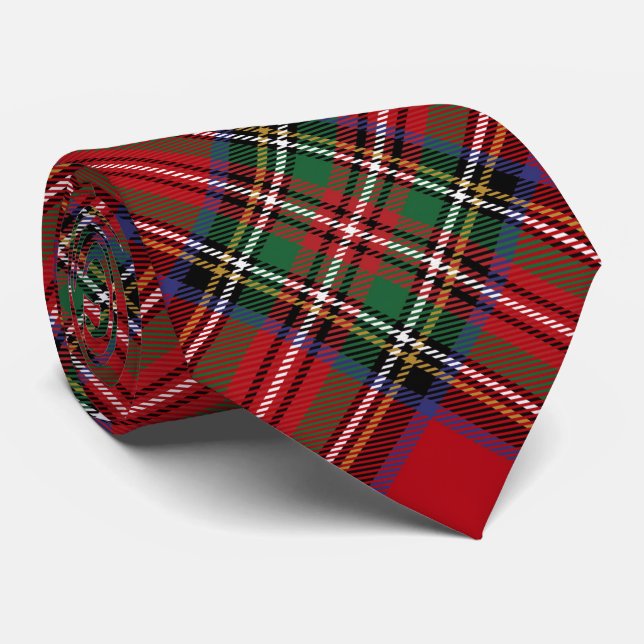 Kariert Rustic Red Green Classic Stewart Tartan Krawatte (Gerollt)