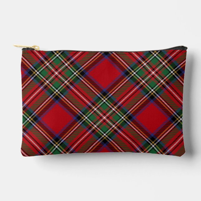 Kariert Rustic Red Green Classic Stewart Tartan Zubehörtasche (Vorderseite)