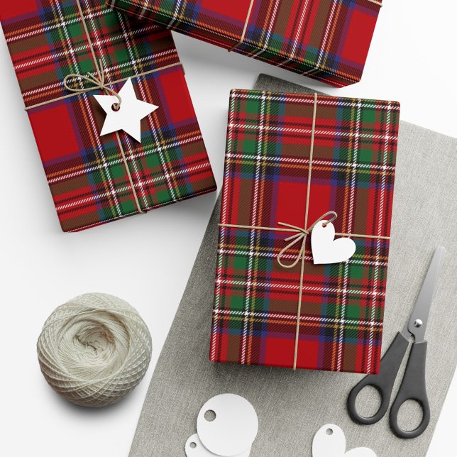 Kariert Rustic Stewart Tartan Geschenkpapier (Rustic Plaid Stewart Tartan Holiday Wrapping Paper)