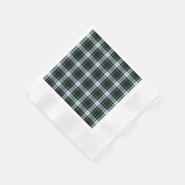 Kariert Rustikaler Clan Gordon White Green Tartan Serviette (Ecke)