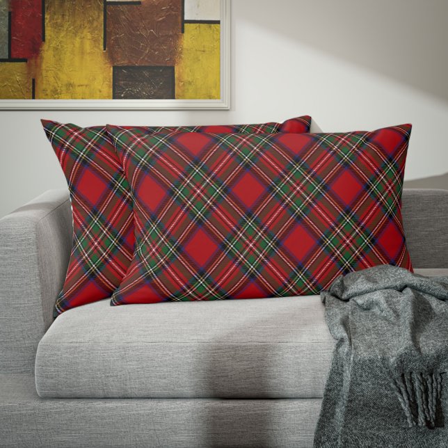 Kariert Rustikales Elegant Clan Stewart Tartan Dekokissen (Tartan Plaid Clan Stewart Accent Pillow)