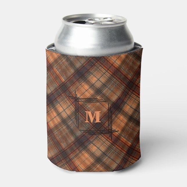 Kariert schottischer Tartan-Orange-Klassiker Dosenkühler (Kanne Vorderseite)