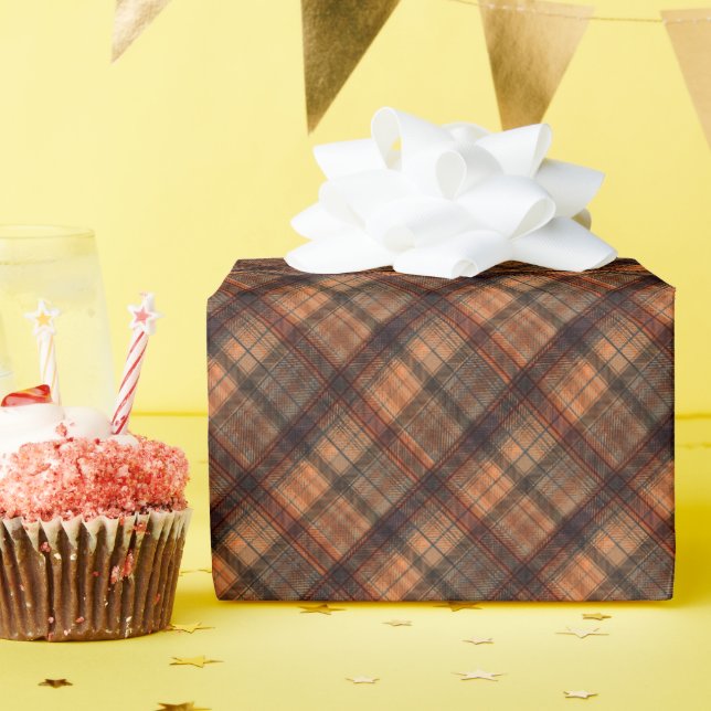 Kariert schottischer Tartan-Orange-Klassiker Geschenkpapier (Geburtstagsparty)