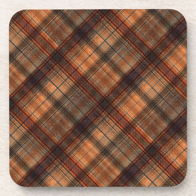 Kariert schottischer Tartan-Orange-Klassiker Getränkeuntersetzer (Vorderseite)