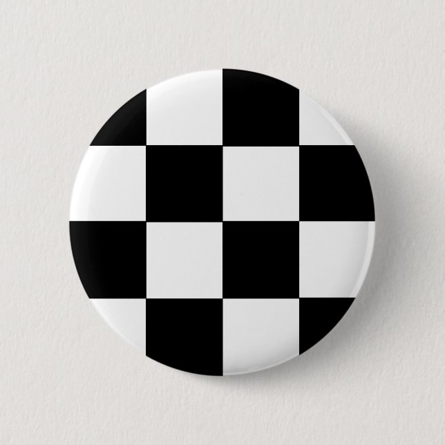 Kariert Schwarz & Weiß Button (Vorderseite)