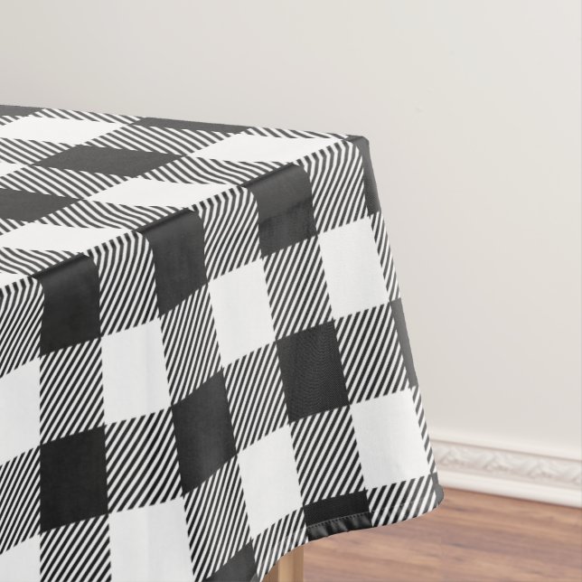Kariert Schwarz-weiß Gingham Checkered Rustic Tischdecke (Beispiel)
