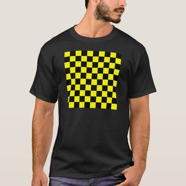 Kariert - Schwarzes und Gelb T-Shirt (Vorderseite)