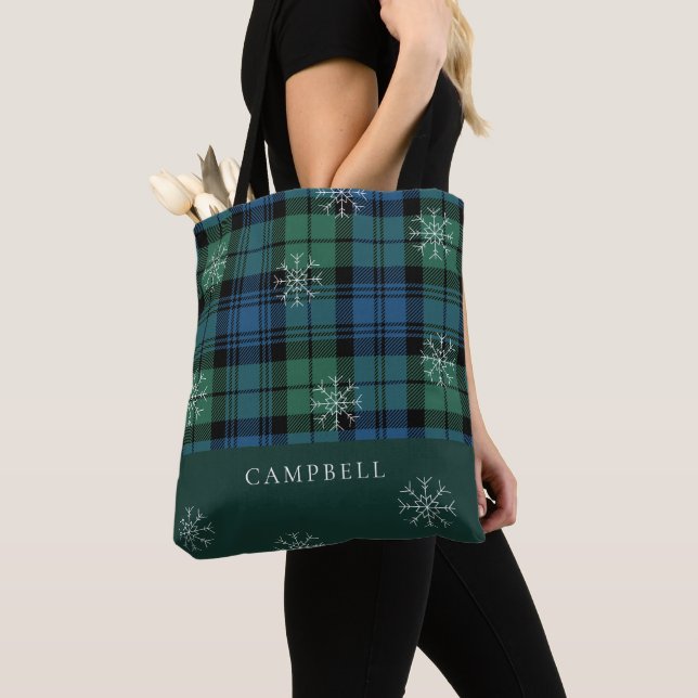 Kariert Snowflake Green Blue Pattern Campbell Tart Tasche (Von Nahem)