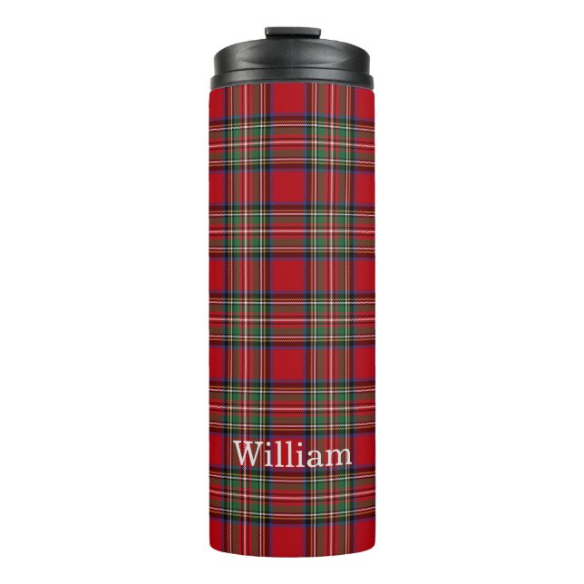 Kariert Stewart Red Green Rustic Vater Birthday Thermosbecher (Vorderseite)