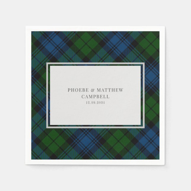 Kariert Tartan Clan Campbell Militärischer Poltera Serviette (Vorderseite)