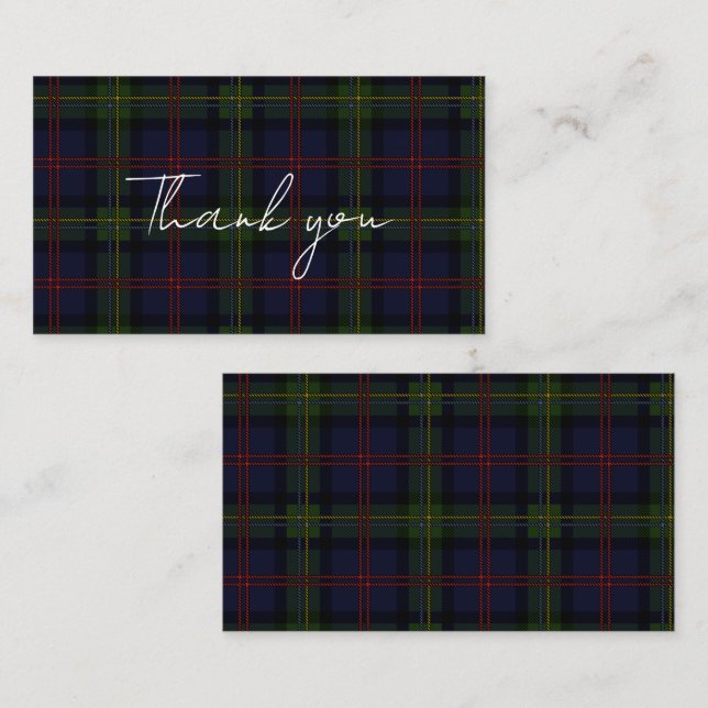 Kariert Tartan Clan Malcolm Rustic Vielen Dank Mitteilungskarte (Vorne/Hinten)