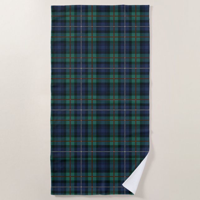 Kariert Tartan Clan Robertson Green Lila Karo Strandtuch (Vorderseite)