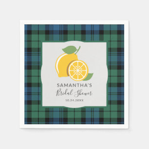 Kariert Tartan Lemon Citrus Brautparty Rustikal Serviette