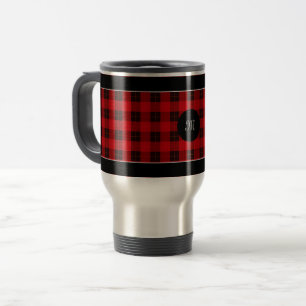 Kariert-Tartan-Muster rot und schwarz Reisebecher