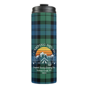 Kariert Tartan Retro Family Camping Squad Campbell Thermosbecher