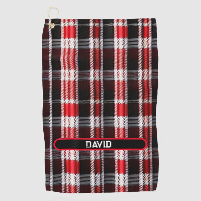 Kariert Trendy Abstrakt Red Black Collection Golfhandtuch (Vorderseite)