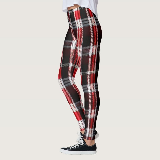 Kariert Trendy Abstrakt Red Black Collection Leggings (Links)