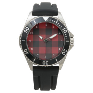 Kariert überprüft - Mode in Schwarz und Rot Armbanduhr