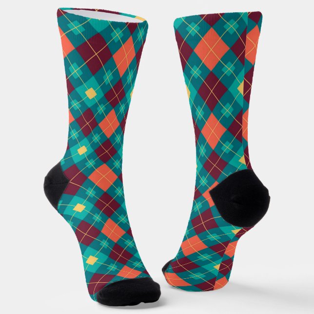 Kariert und Diamanten Socken (Gewinkelt)