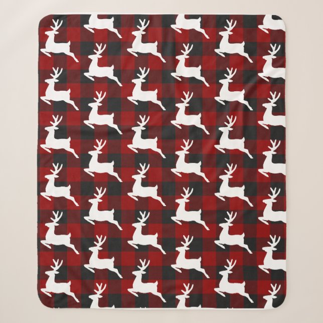 Kariert und Hirsch Sherpadecke (Vorderseite)