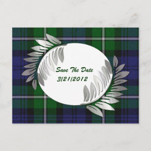 Kariert und Silber Ferns Save the Date Postkarte