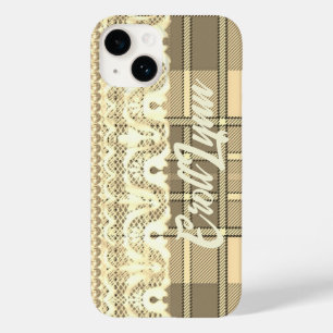 Kariert und spitz niedliche feminine Creme braun Case-Mate iPhone 14 Hülle