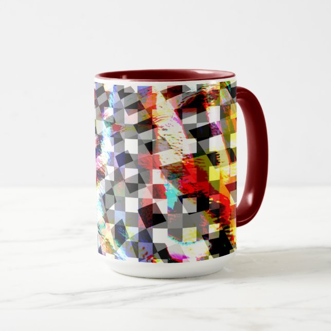 Kariert verdreht unter farbigen Flecken, skandalös Tasse (VorderseiteRechts)
