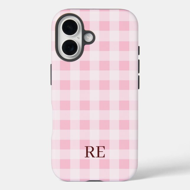 Karierte Anfangsbuchstaben Benutzerdefiniert iPhone 16 Hülle (Rückseite)