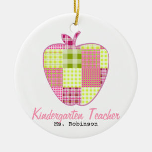 Karierte Apple-Kindergärtnerin Keramik Ornament
