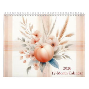 Karierte Aquarellmuster und Blume 2026 Kalender