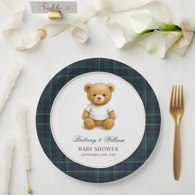 Karierte Babydusche für Frühbeere Pappteller (Hochzeit)
