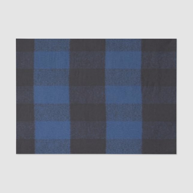 Karierte blaue Holzfällerbeschaffenheit des Seidenpapier (Vorderseite)