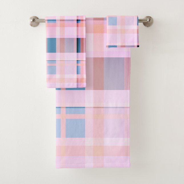 Karierte Blues, Mauve, Rosa Rosa Badhandtuch Set (Insitu)
