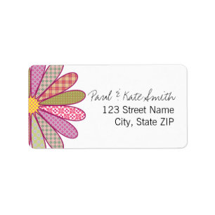 Karierte Blume Adressaufkleber